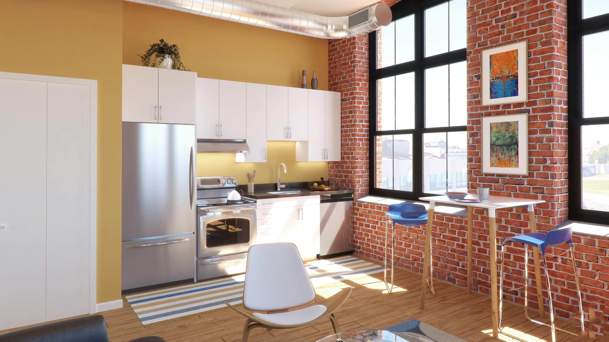 A historical building reborn into a modern living experience. Exposed brick, natural light and top amenities await you.